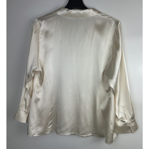 Lafayette 148 New York Silk Blouse Ivory Champagne LS Button Front Plus Size 20 - Picture 8 of 14